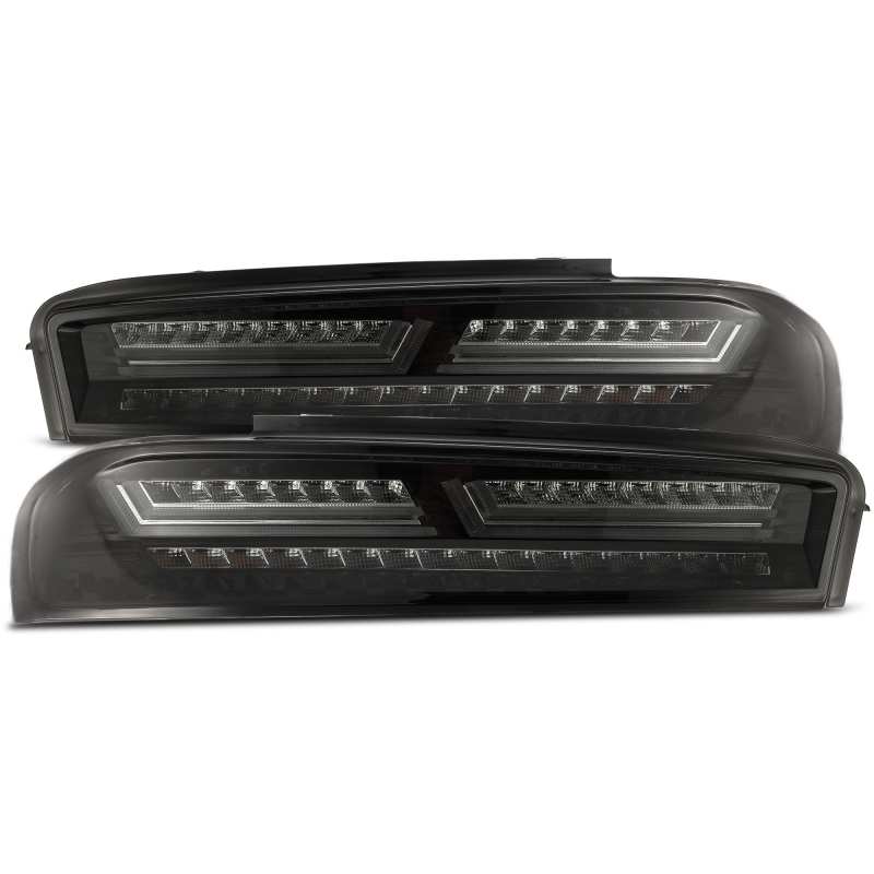 AlphaRex PRO-Series LED Tail Lights for 16-18 Chevrolet Camaro in jet black finish, showcasing sleek design and modern aesthetics.